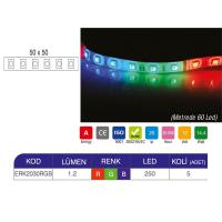 ERKLED 12 VOLT ÜÇ ÇİPLİ İÇ MEKAN RGB ŞERİT LED ERK2030RGB